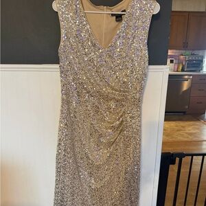Jessica Howard Silver Sequin Midi Dress